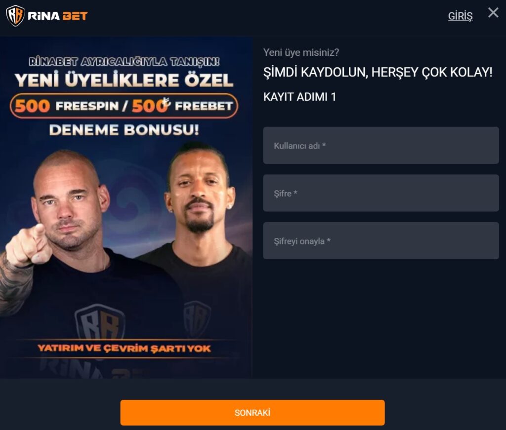rinabet üyelik oluşturma